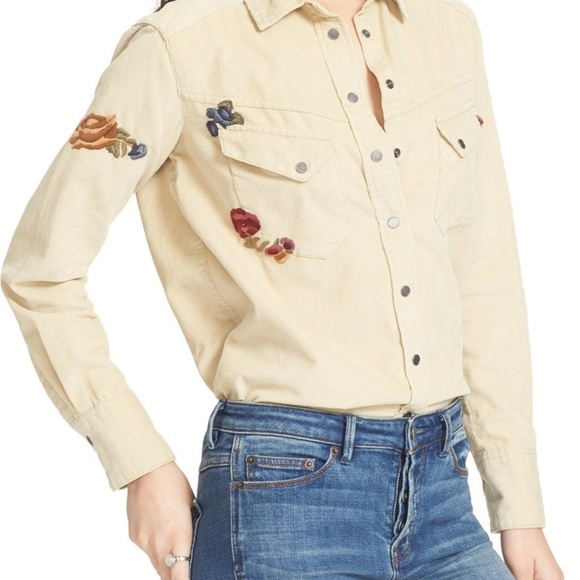 Free People Embroidered Corduroy Shirt - Picture 4 of 6